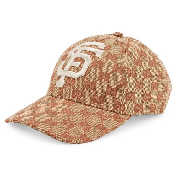 GUCCI BASEBALL CAP SF GIANTS GG SUPREME LOGO CANVAS EMBROIDERED HAT - Picture 2 of 14